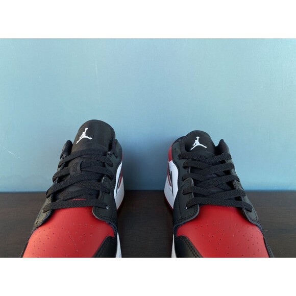 Nike Air Jordan 1 Low GS Bred Toe Black/Red Size 7Y (Women's Sz 8.5) 553560-612 - Picture 8 of 11